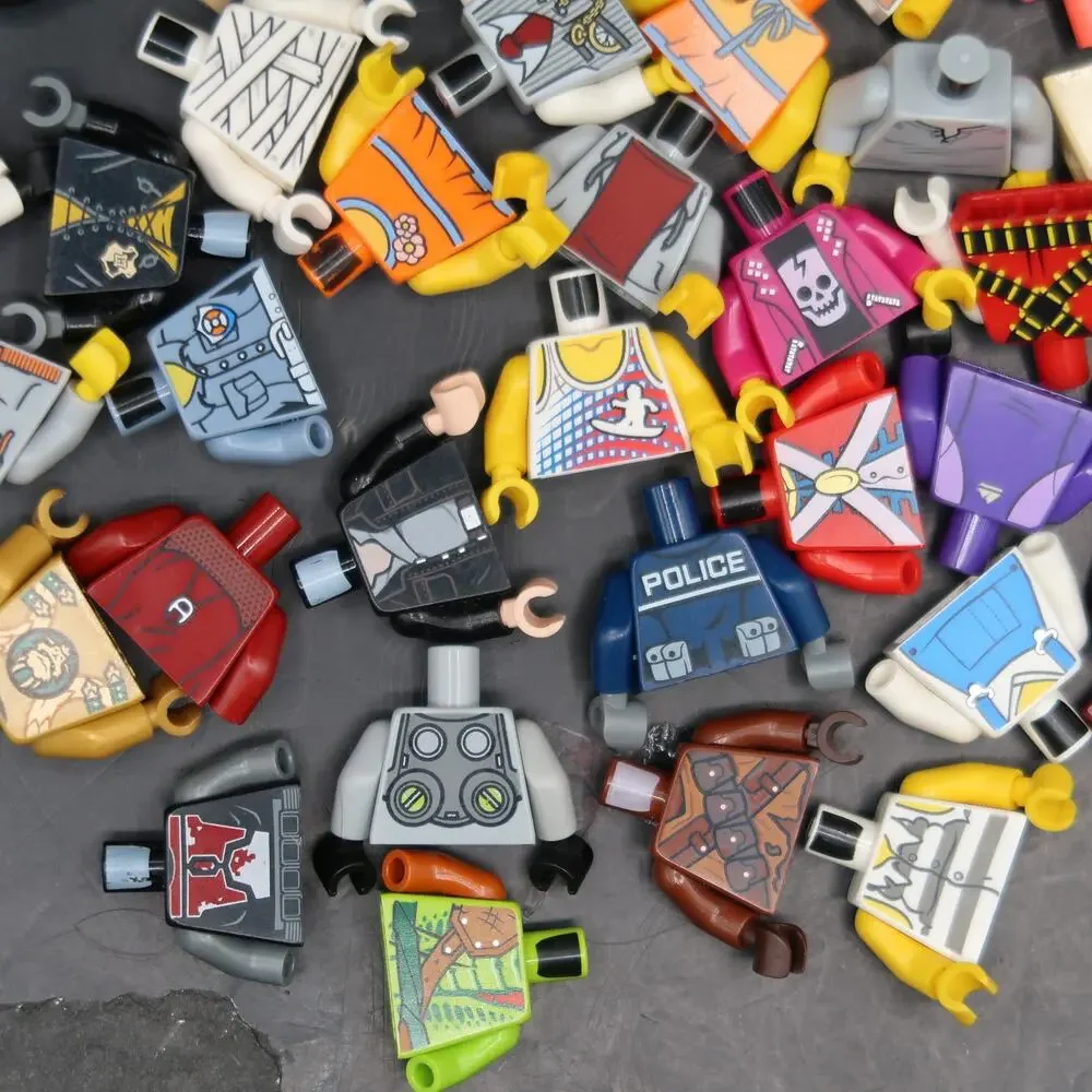 Lego Minifigure Torsos Assorted Lot Of 50 Minifigs Incomplete For Parts / Repair